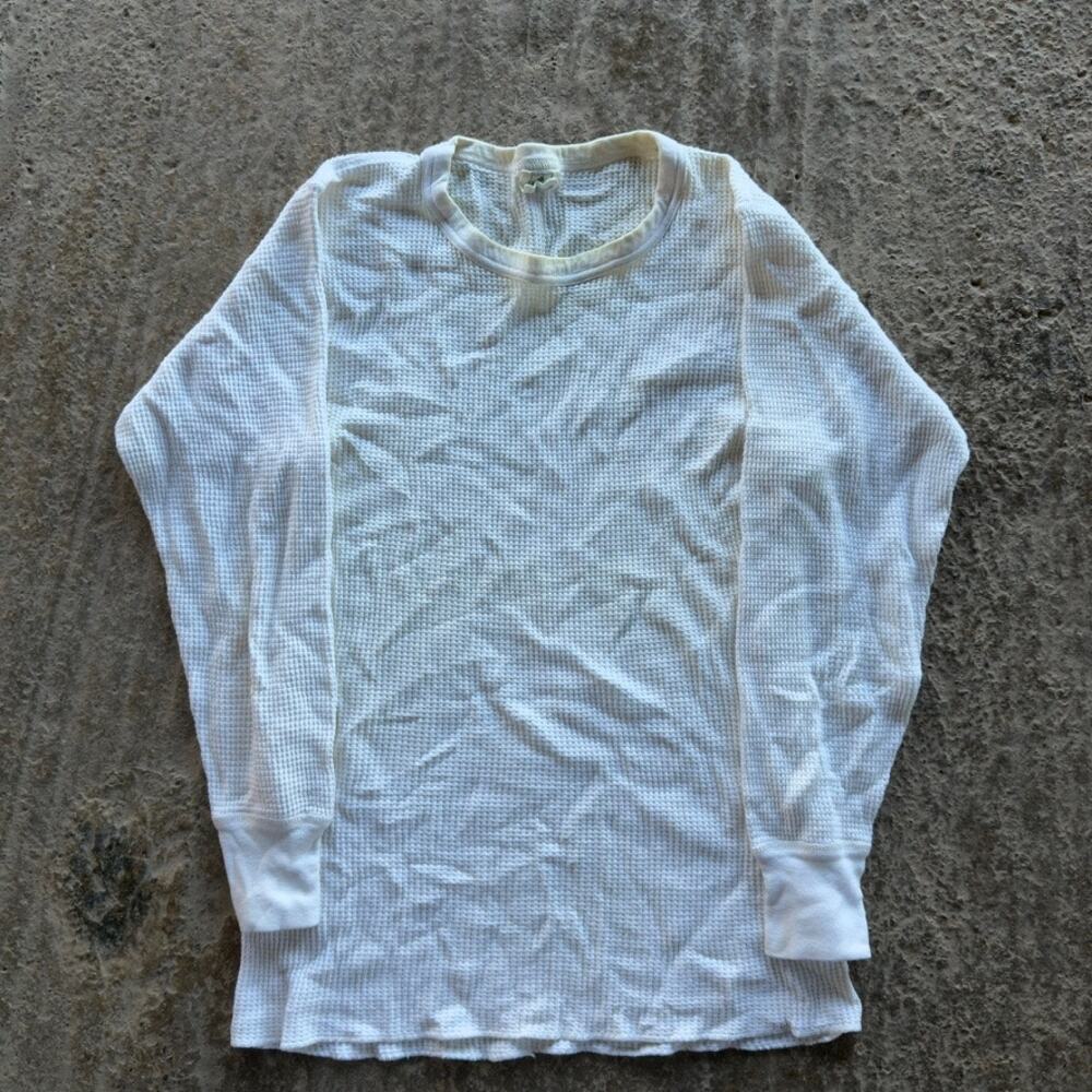 VINTAGE 90S NORTHWEST WAFFLE KNIT THERMAL LONG SLEEVE WARM MENS LARGE YELLOW